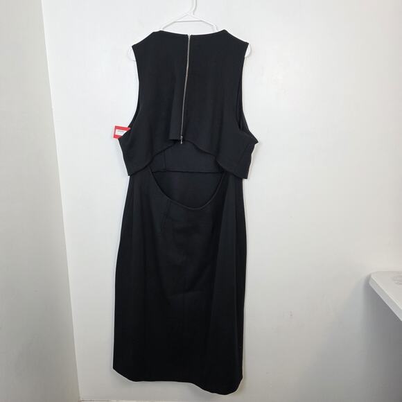 NEW Spanx Black Ponte Overlay Sleeveless Classic Fitted Midi Dress Size 2X - Picture 7 of 11